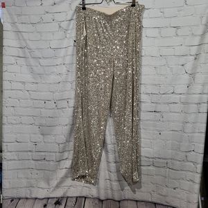 Cable & Gauge Silver Sequin Straight Leg Pants